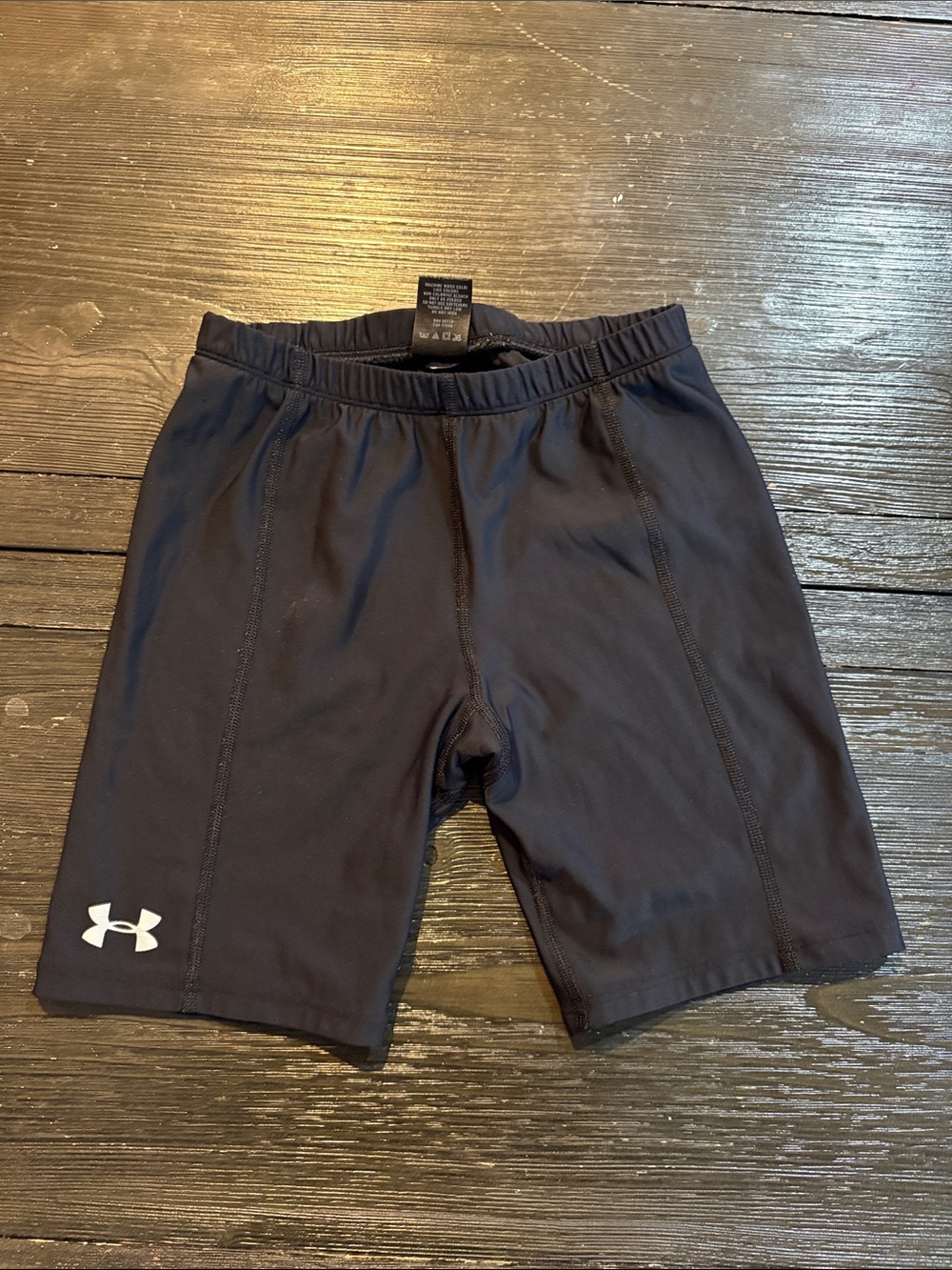 Under Armour Black Athletic Compression Shorts with White Logo